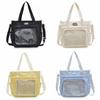 Zipper Transparent Pocket Handbag Large Capacity Canvas Shoulder Bag Sweet Itabag  Girl
