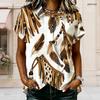 Women Plus Size Paisley Floral Printed Shirt Collared Short Sleeve Button Front Blouse