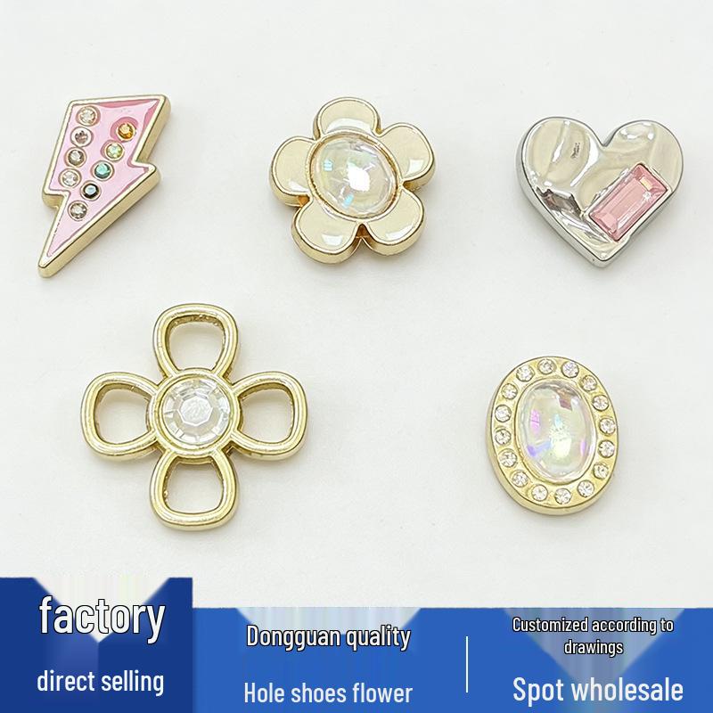 Metal Lightning Shoe Charm - Cute Flower Buckle Decoration