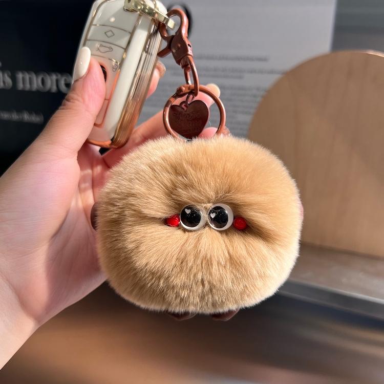 

[Милые пучки] Брелок-подвеска для автомобиля из кроличьего меха рекс, популярный в интернете, помпон для волос, подвеска для сумки, подарок хаки