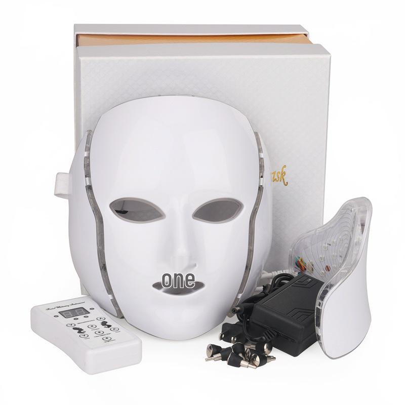 Cross-Border LED Seven-Color Light Beauty Mask with Neck Microcurrent Spectrometer