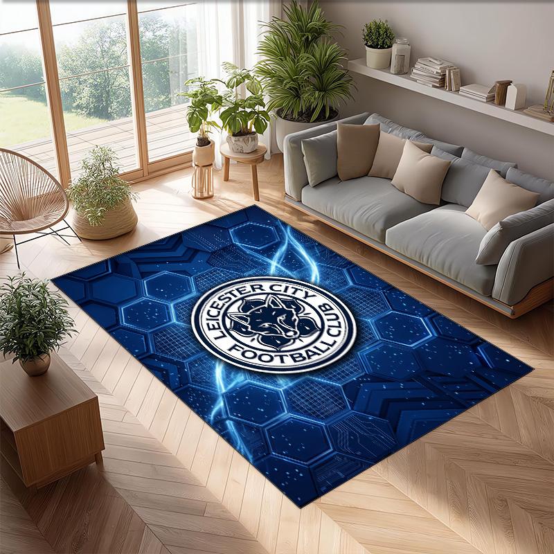 Tappeto in Velluto di Cristallo con Stampa del Leicester City Football, Comodo Assorbente d'Acqua Antiscivolo Tappeto per Pavimenti Interni