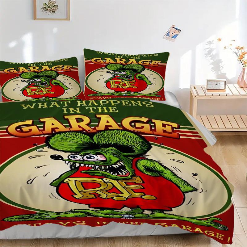 

What Happens in the Garage Bedding Set Comforter Cover Gift for Bedroom,Includes 1 Cover and 2 Pillowcases, No InsertB254 135x200cm