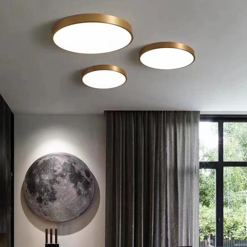 

Modern Chinese Copper LED Ceiling Light for Living Room, Dining Room, Bedroom, Hallway, and Staircase Copper Color 200 Round