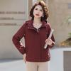 Women's Casual Windproof Windbreaker Jacket - Solid Color, Zipper Cardigan for Middle-Aged & Elderly