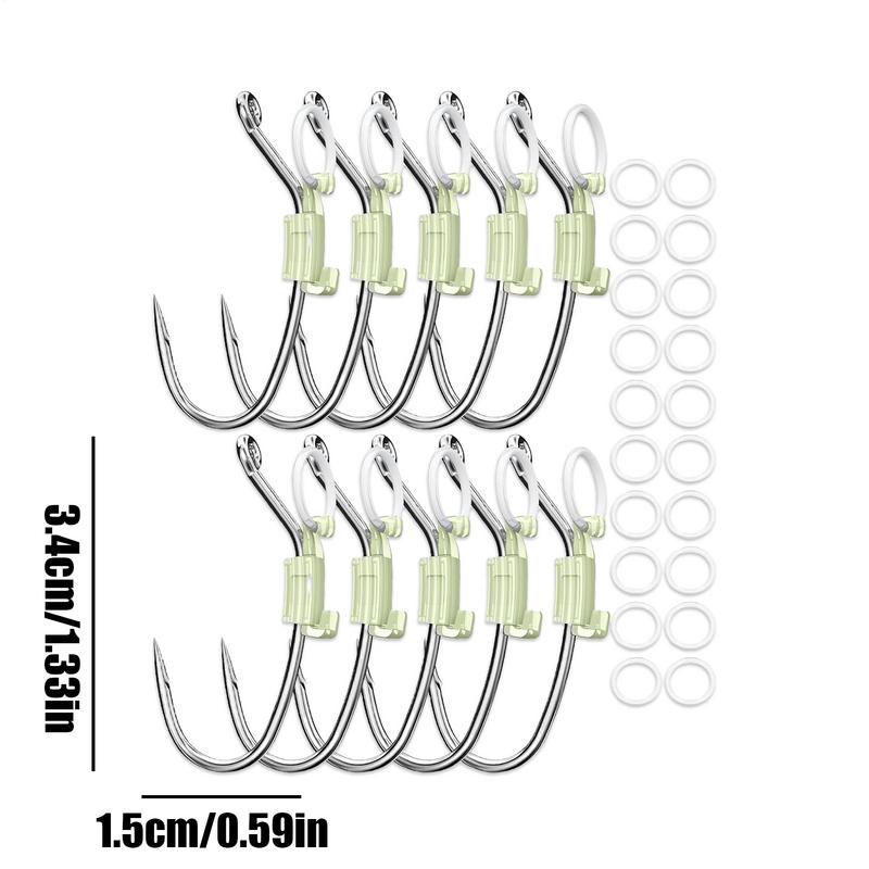 Lebende Garnelen Haken Leuchtende Köder Träger Set von 10 Haken mit Widerhaken & Perforiertem Kohlenstoffstahl Angelhaken zum Tragen von Lebenden Garnelen Ködern