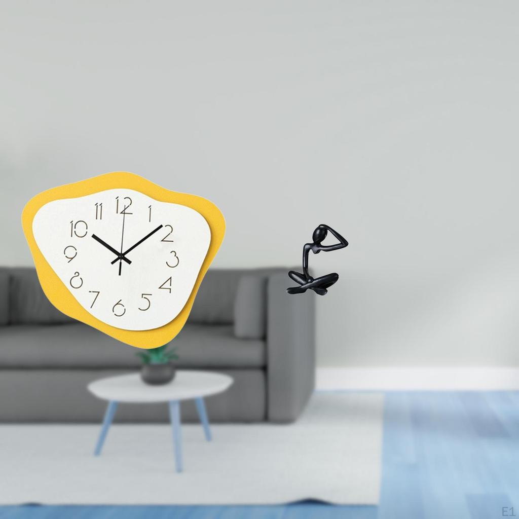 Acrylic Thinker Wall Clock Modern Office Ornament Silent Timepiece Abstract Statue Decorative