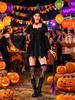 Women's Gothic Witch Halloween Costume Dress Black Adult Size for Party Cosplay