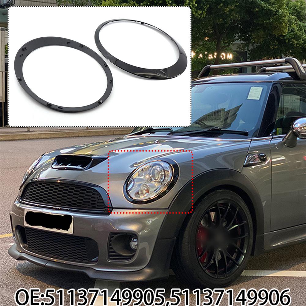 Headlight Trim Ring Left+Right For Mini Cooper R55 R56 2007-2015 Glossy Black