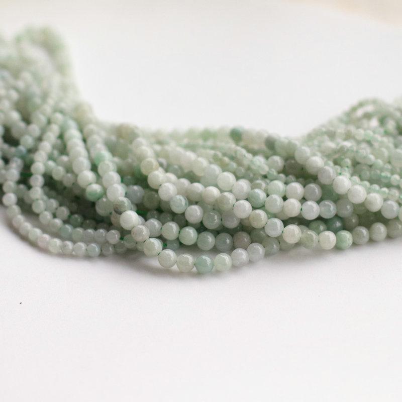 Natural Burmese Jade Emerald Beads: 2-3-4mm Round Loose Bead Strands for DIY Jewelry