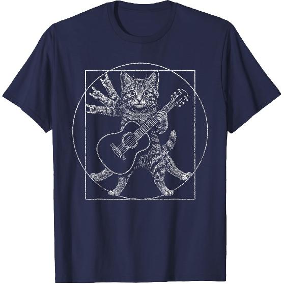 Rock Cat Guitar Music Funny Feline Rocker Design T-Shirt