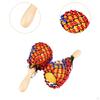 2x Wood Maracas Hand Percussion Bead Net DIY Portable Sand Hammers Musical Instrument for Game
