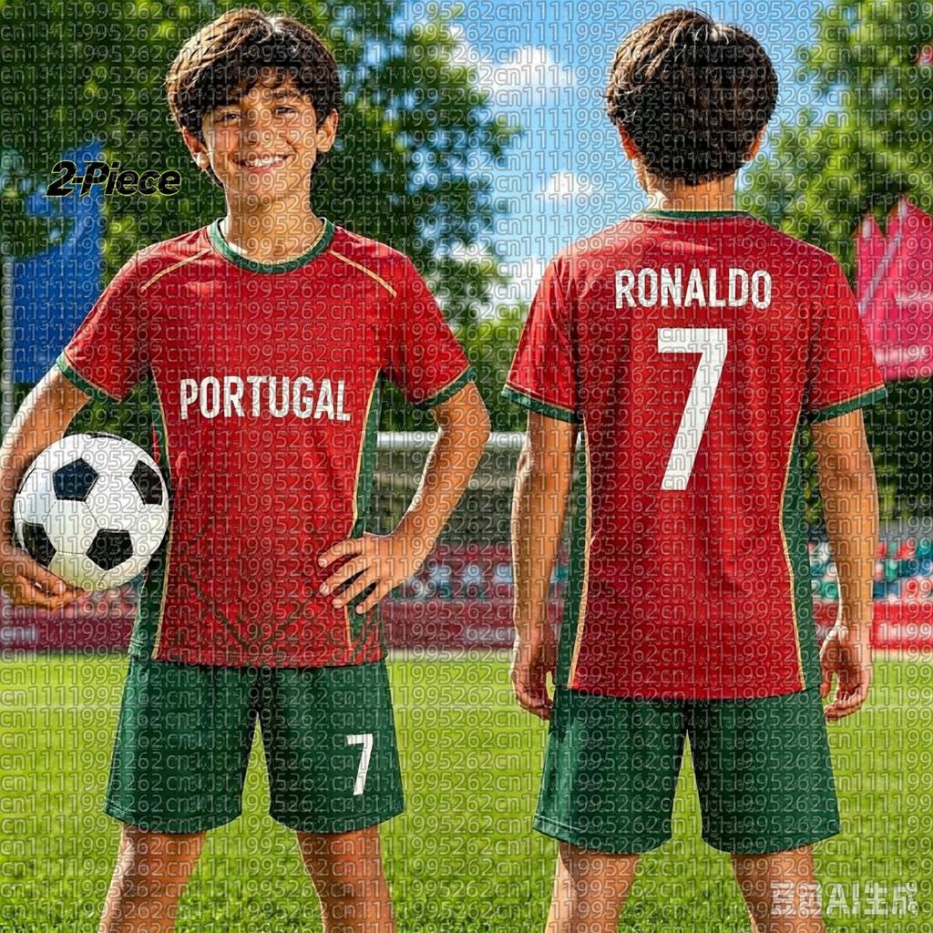 2026 WoUnisexWomen's Portugal Fan Edition – Special Summer Parent-Child Matching Set: Ronaldo Soccer Jersey & Shorts