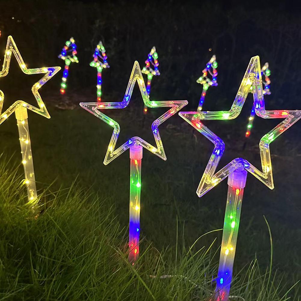 4pcs/set Solar Christmas Tree Ground Decorative Light Outdoor Garden Lawn LED Lamp Waterproof Pathway Stake Lights Holiday Decor
