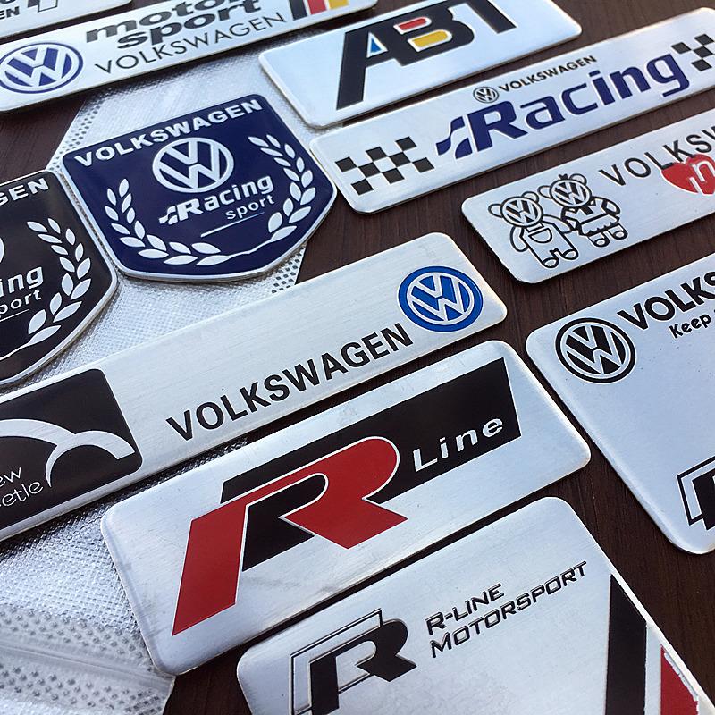 LMN1 Emblems Volkswagen Series Aluminum Badge Car Body Stickers Decals For VW GTI Polo Golf Passat Tiguan Arteon Touareg Taigo Caddy