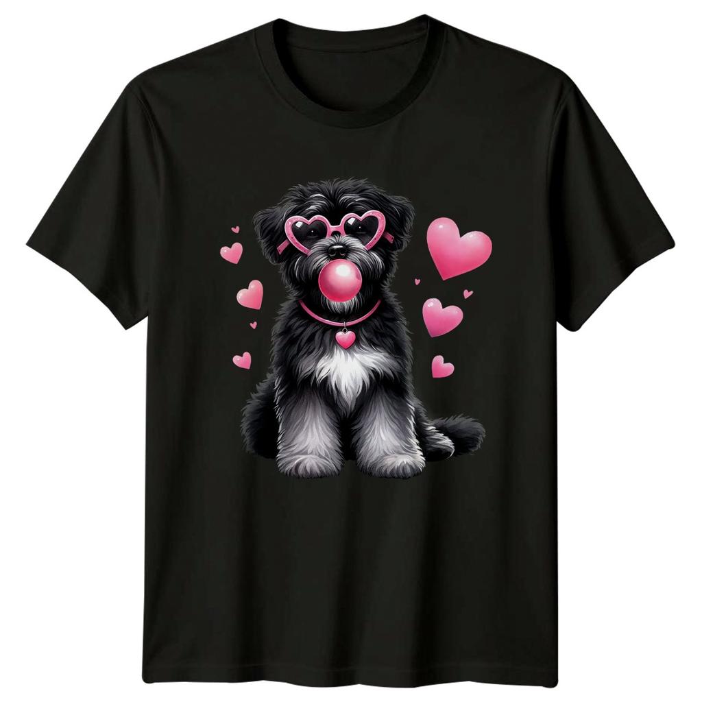 Fluffy Dog With Heart Glasses Bubblegum Dogs Animals Unisexs TShirt Unisexs Tee