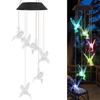 Solar Powered Wind Chime With LED Lights Metal Bells Hummingbird Butterfly Decor Garden Patio Yard