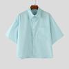 INCERUN Oversized Lapel Neck Short Sleeve Pocket Buttons Causal Shirts Tops