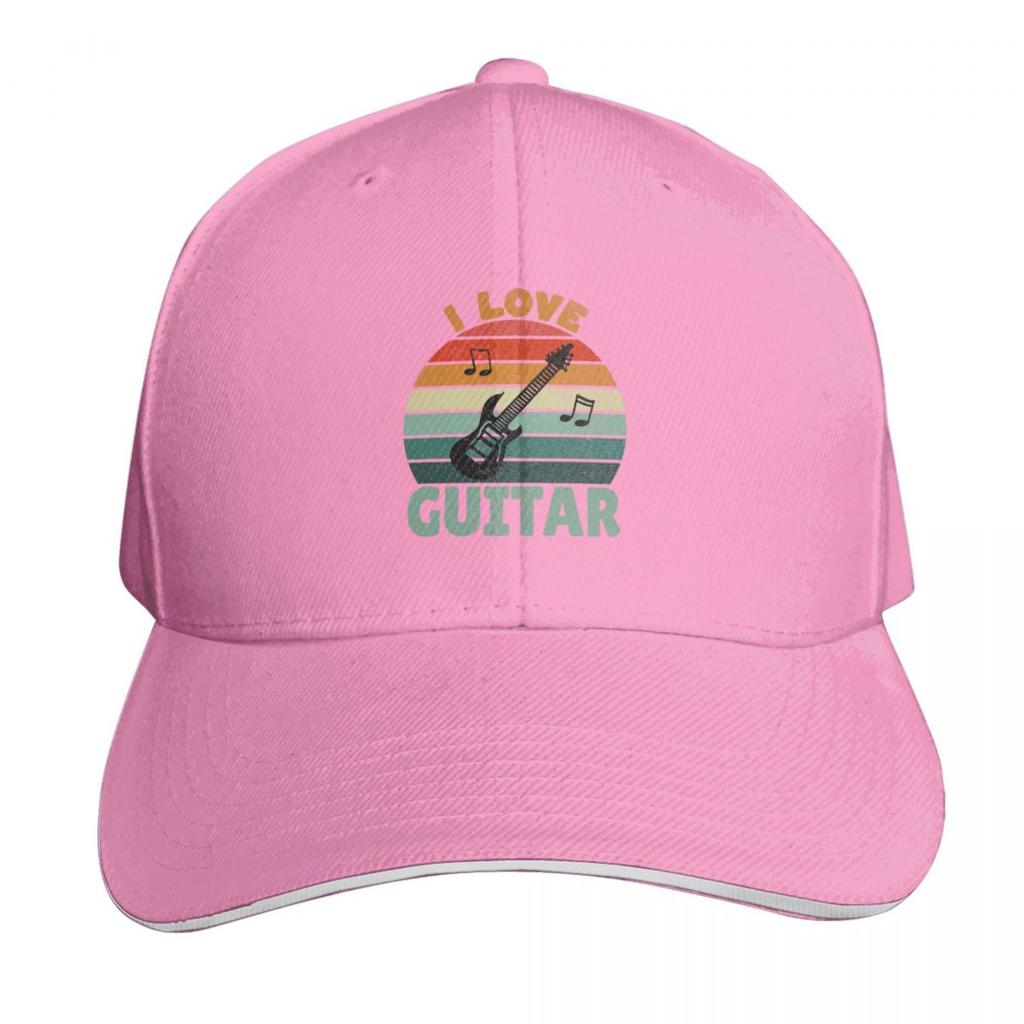 I Love Guitar  Vintage Sunset Silhouette Design Baseball Cap Funny hats Anime fashionable fun hats Luxury Women Unisexs