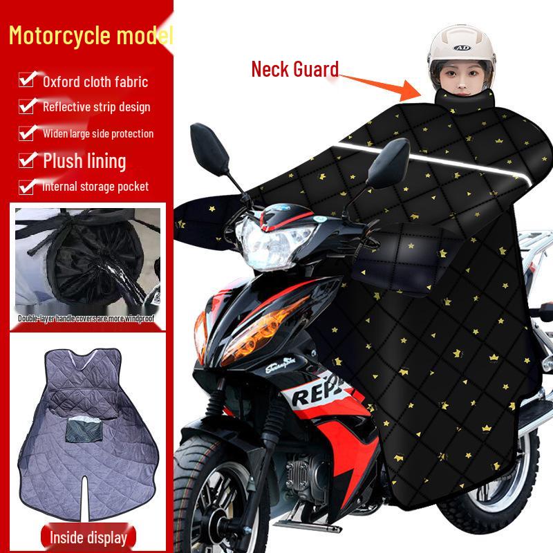 Bent Beam Motorcycle Windshield Fleece-Lined Waterproof Knee Pads - Warm, Thickened, Cold-Proof, Four Seasons Use.