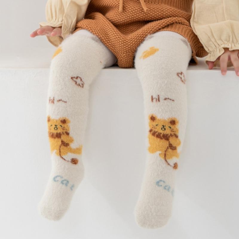 Autumn Winter Sweet Stockings Bowknot Imitation Mink Socks Winter Plush Warm Home Sleeping Socks Cartoon Cute Furry Tube Socks