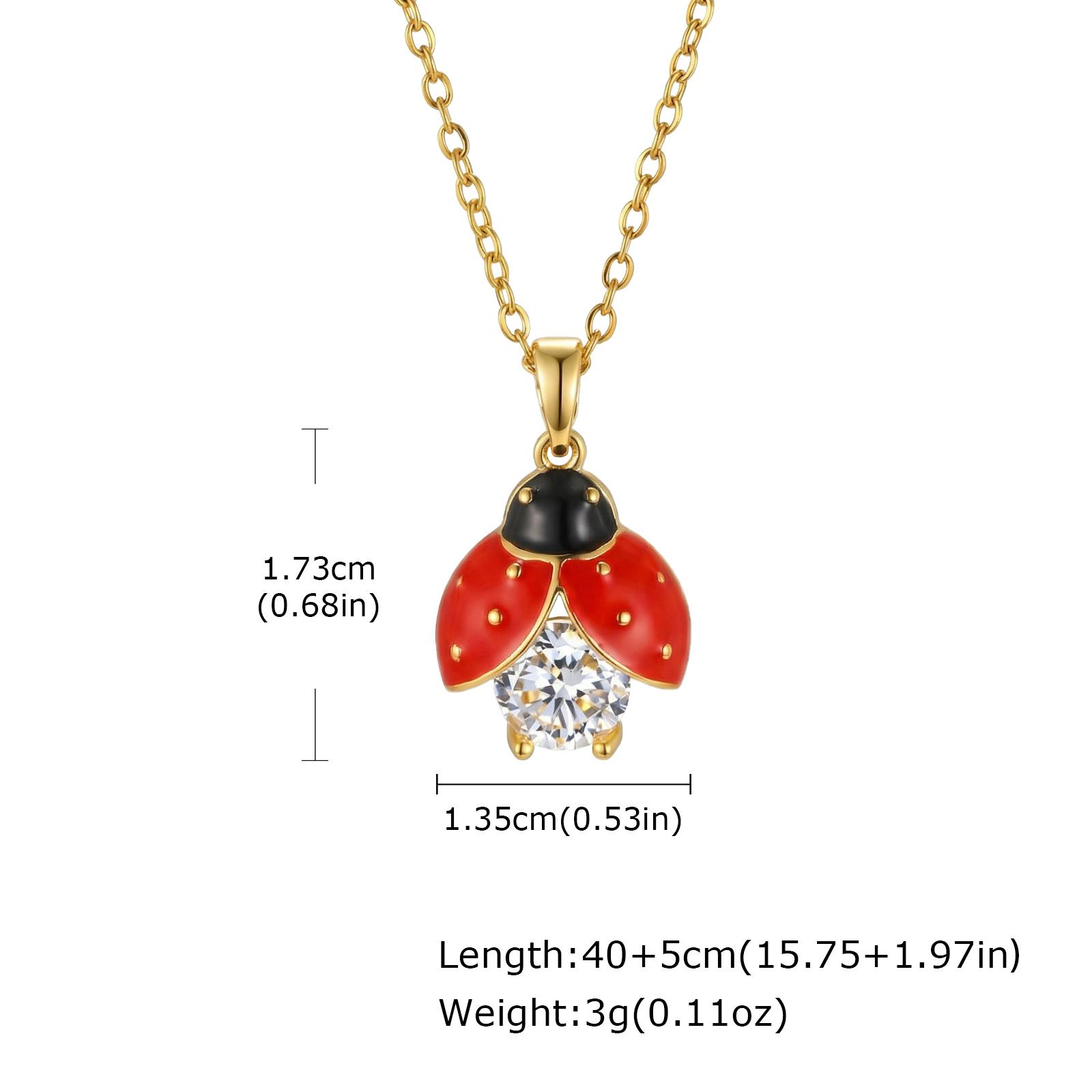 

Vnox Metal Zirconia Red Beetle Pendant Necklaces for Women Gold Plated Crystal Cute Animal Elephant Enamel Necklace Jewelry Gift
