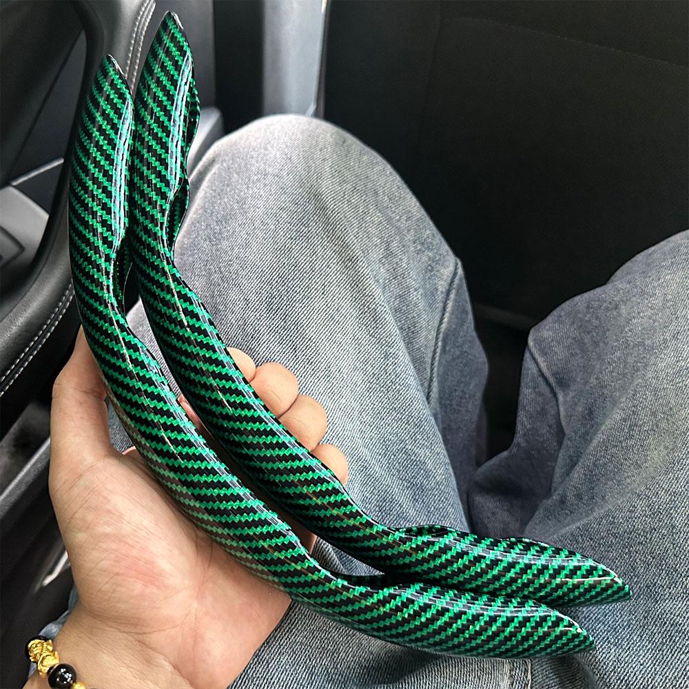 2 Stück Kohlefaser Auto Lenkradbezug Rutschfester Lenkradschutz Staubdicht Waschbar Innenraumzubehör Rund oder D