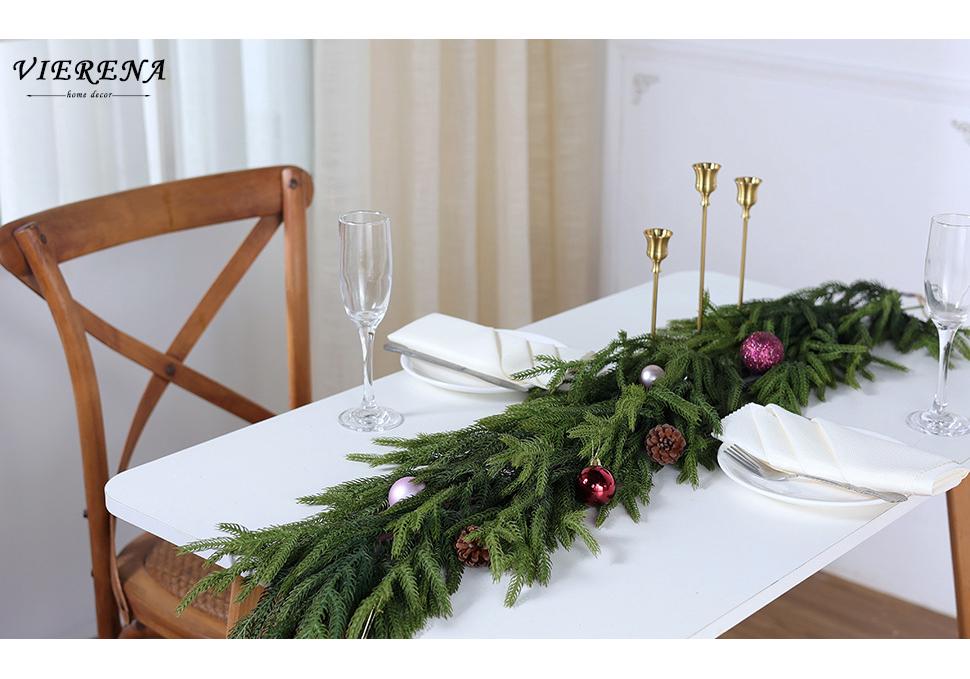 Artificial PE Norfolk Pine Garland with Soft Rubber Pine Needles - Christmas Decoration Wreath Simulation