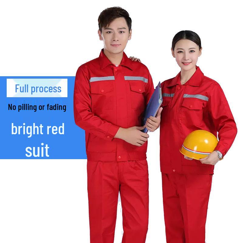 Men's Reflective Workwear Set - Durable Overalls for Workshop, Auto Repair, and Labor Protection (Spring/Autumn)