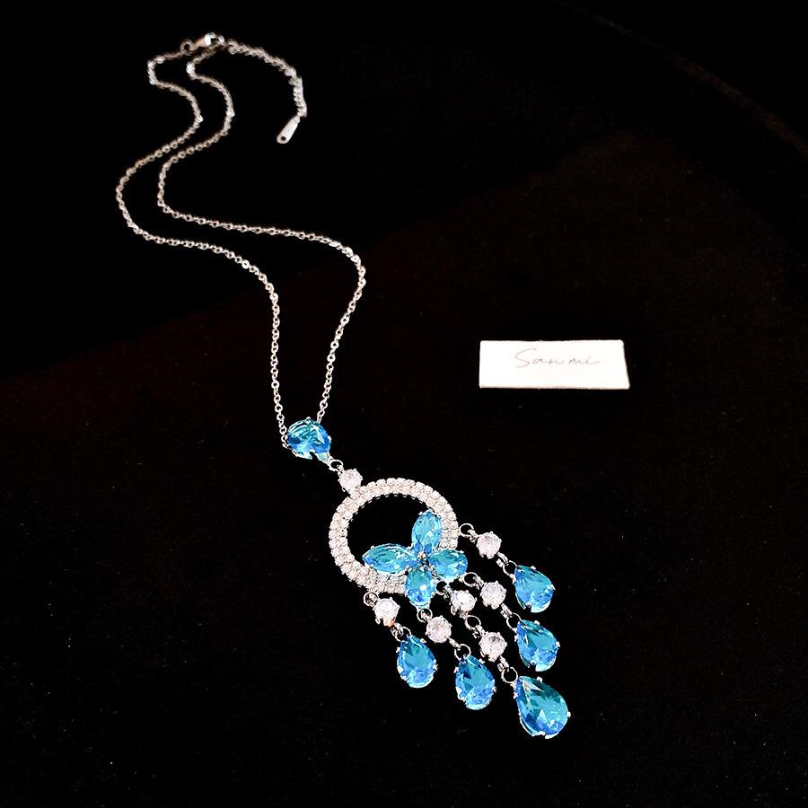 Inlaid Rhinestone Zircon Round Butterfly Zircon Sets for Women 2025 Fashion Light Luxury High-end Wedding Earring Necklace Set