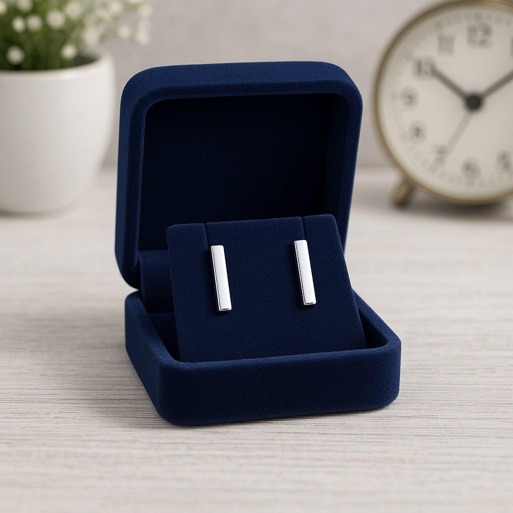 925 Sterling Silver Bar Stud Earring