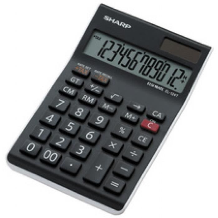 Calculatrice de bureau - SHARP - EL-124 TWH - Solaire - Couleur Noir - Fonctionnement simple