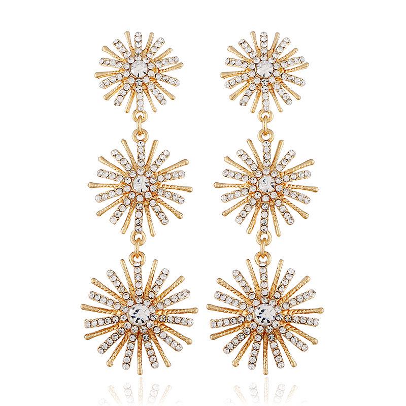 Sunflower Rhinestone Alloy Dangle Earrings
