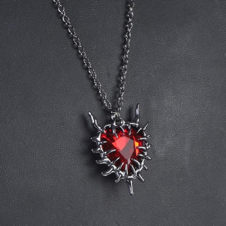 Sophisticated Thorn Heart Pendant Necklace Crystal Embellished Choker Stylish Clavicle Chain Accessory for Women