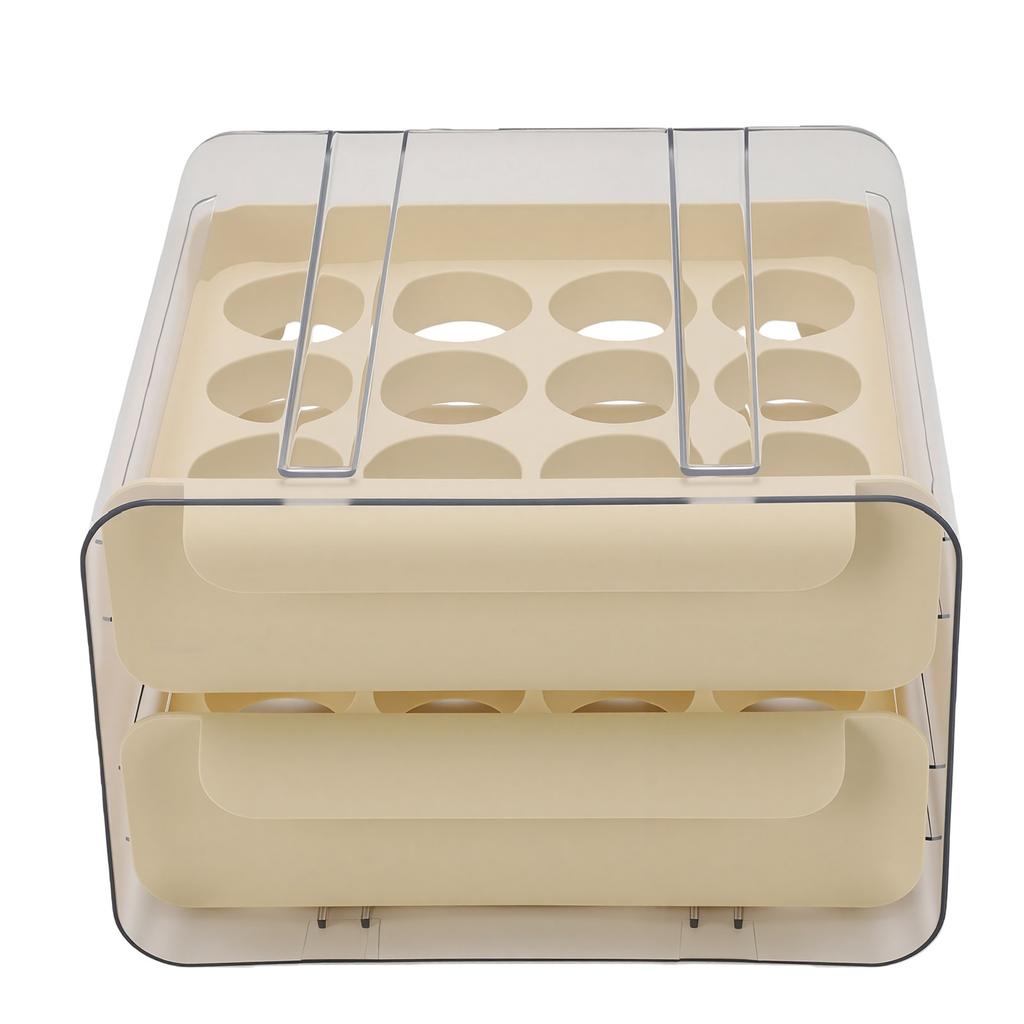 Egg Holder Stackable Space Saving High Transparency 2 Tier Drawer Type Egg Container with Individual Slots for Fridge