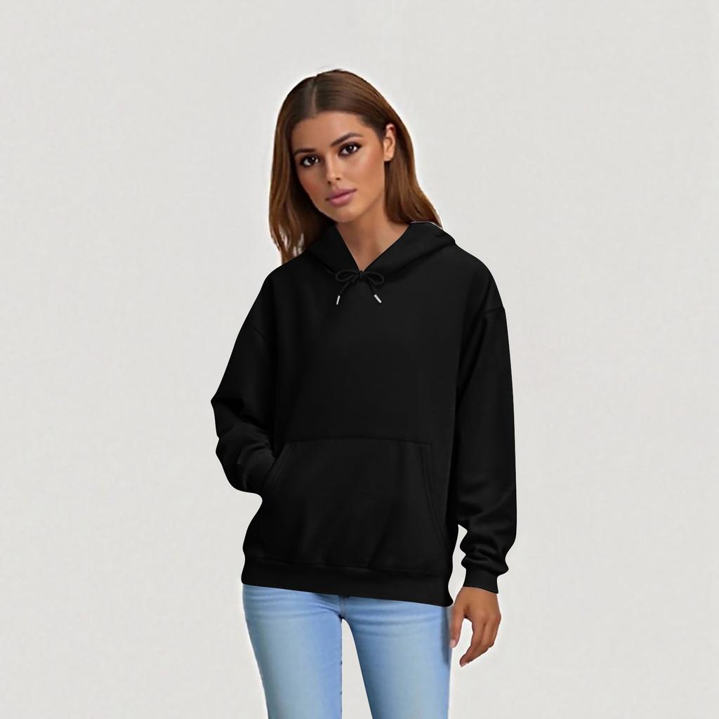 Dámská móda Denní ležérní mikina s dlouhým rukávem jednobarevná