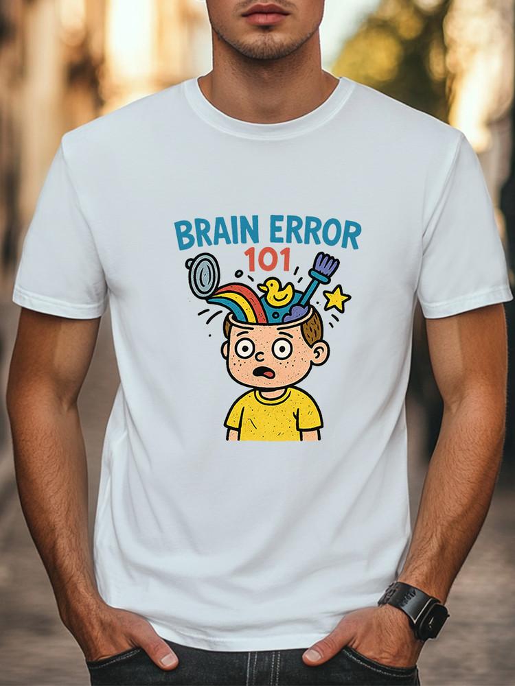 Brain Error 101 Funny Cartoon Glitch Humor Head Exploding Graphic Unisex T-Shirt Unisex T-Shirt XXXXL