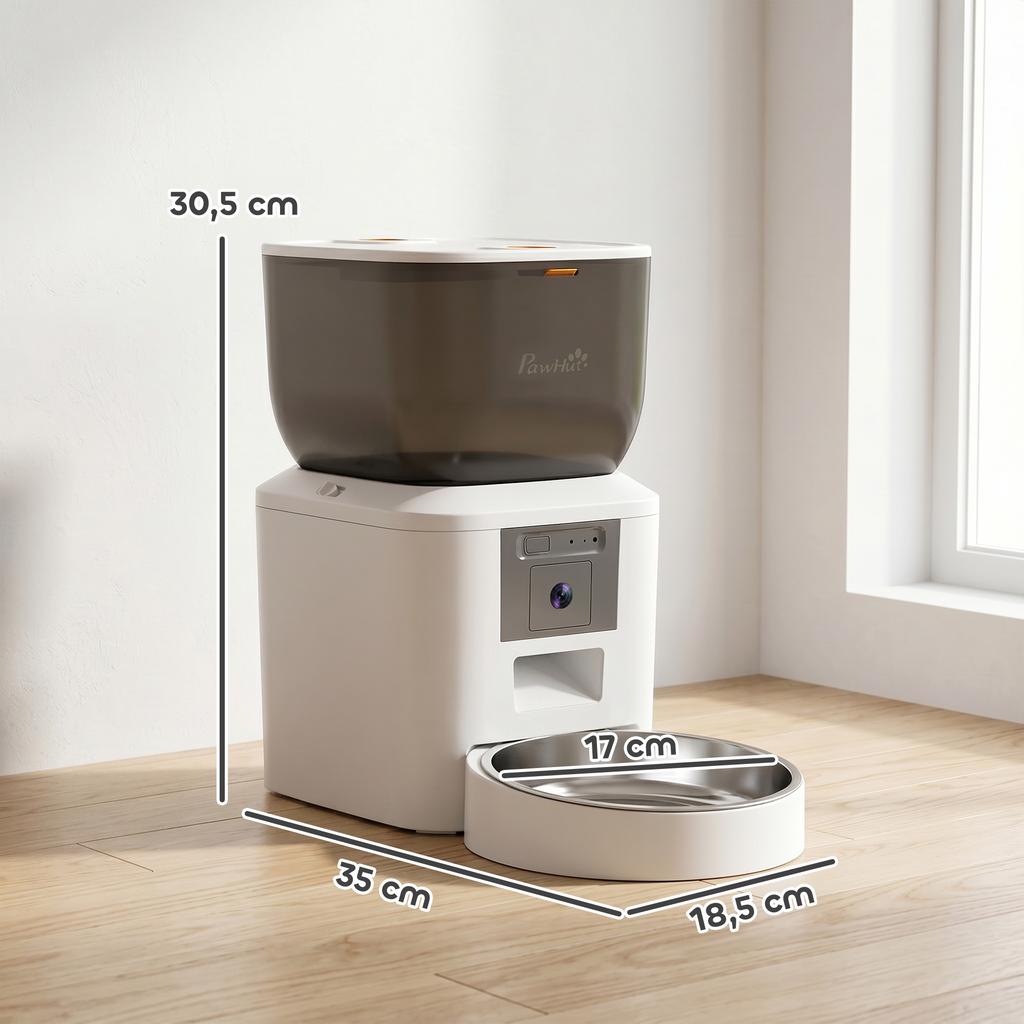 Cat Feeder with Camera, 2.4 GHz WiFi, App Control, 4L Feeder for 1-10 Meals, 2-Way Audio