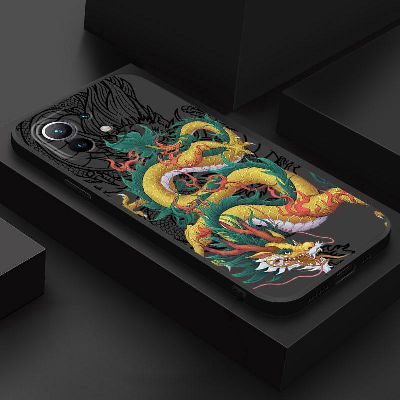 

God Black Dragon Cyan Phone Case For Xiaomi Poco X7 F7 Pro X3 X5 X6 M5 M7 F6 Mi 15 Ultra 14T 13T 12T 11T 10T Pro Silicone Cover Xiaomi 12T Pro