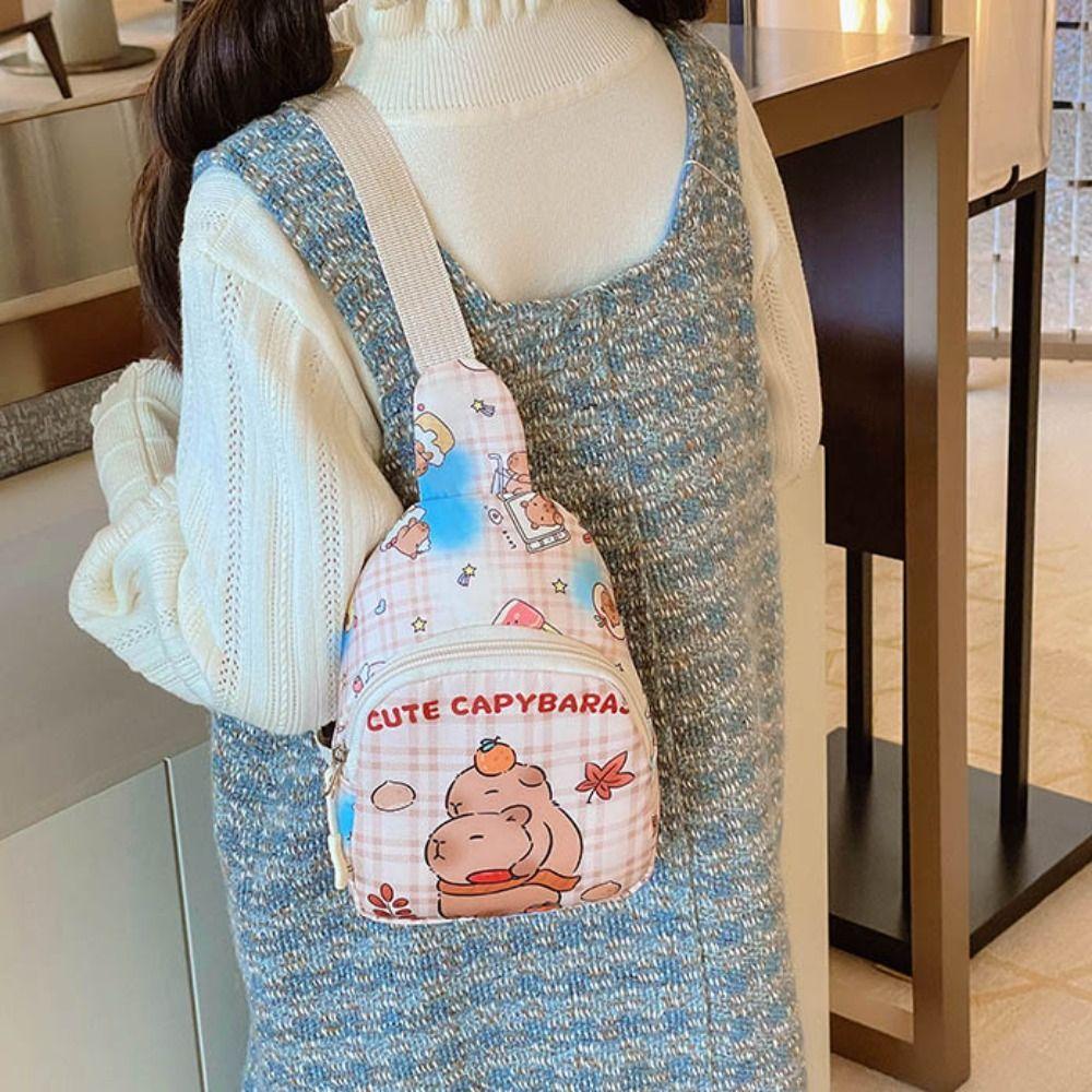 Large Capcity Capybara Chest Bag Portable Kids Crossbody Bag Cartoon Cartoon Shoulder Bag  Children