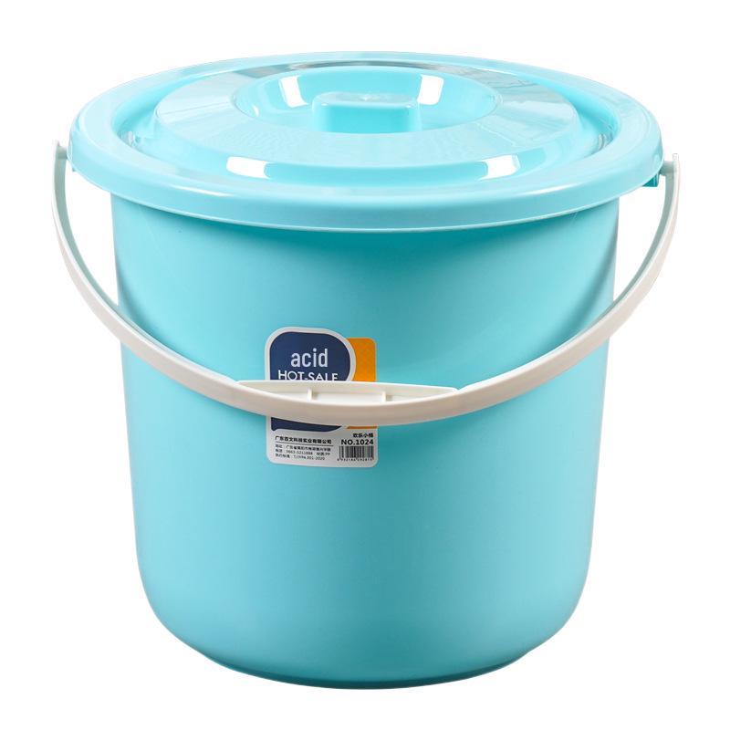 Portable Round Plastic Bucket with Lid - Thickened for Household Use, Storage, Cleaning, and Children's Beach Fun