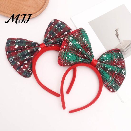 Christmas Headband Bow for Women Girls, Huge Plaid Hair Hoop, Decorative Accessory Giant Bowknot Accessories Cosplay Costume, Holiday Party