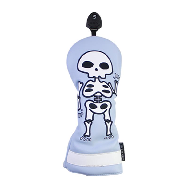 Skull Embroidered Golf Wood Headcover with Rotating Number Tag (1/3/5/UT)