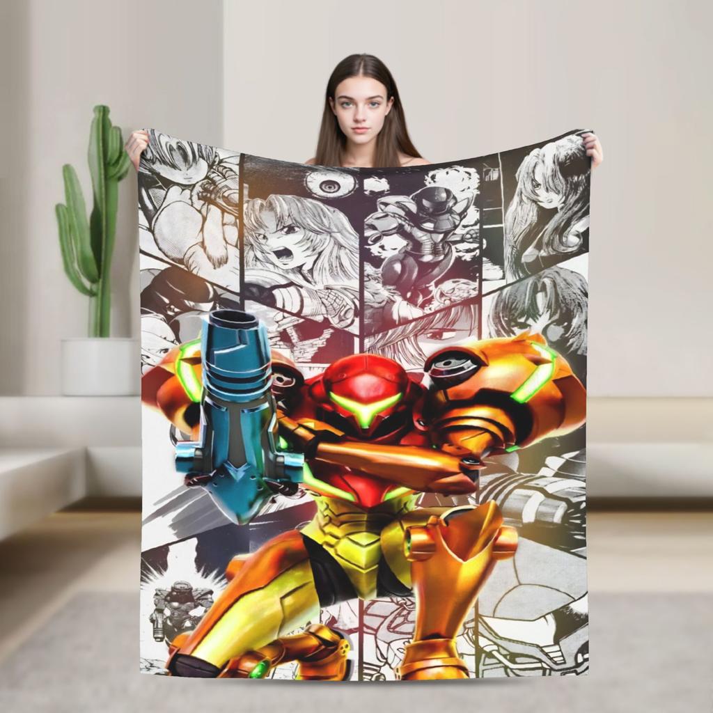 Metroids Hero Game Blankets Flannel Vintage Breathable Throw Blanket for Bed Sofa Winter