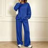 Women's Casual Neck Sweatshirt and Pants Set with Pockets, Comfortable Outfit for Fall Winter