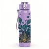 1PC Dark Teal Leaf Botanical Art Print 750ml Color Plastic Sports Water Bottle Leakproof Flip Straw Lid Suitable for Sports Office Home Use