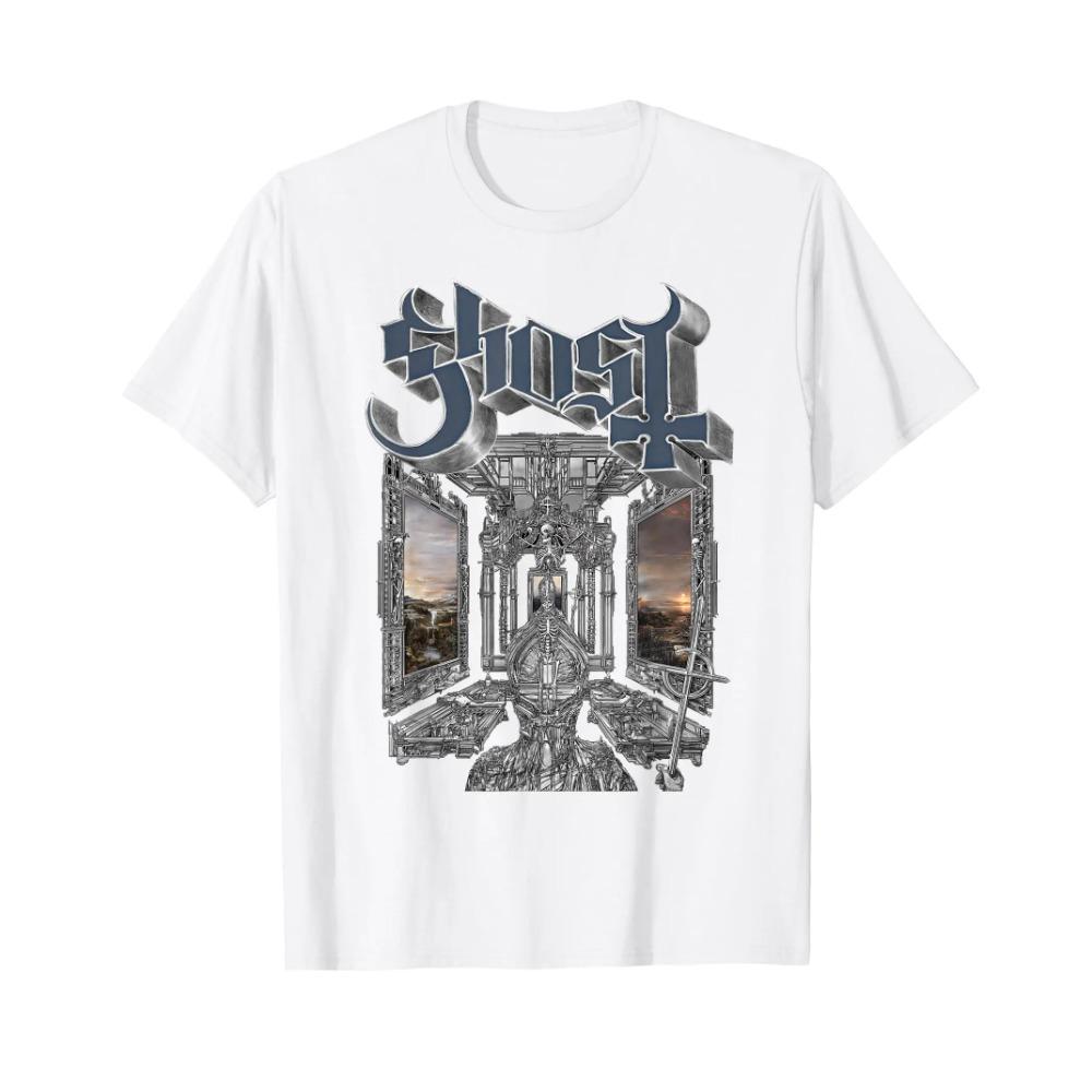 

Футболка з гуртом Ghost, рок-музика, скелет, обкладинка L білий