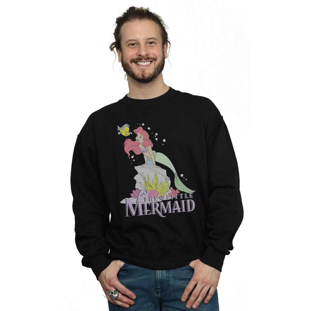 Disney Mens The Little Mermaid Faded Nostalgia Sweatshirt