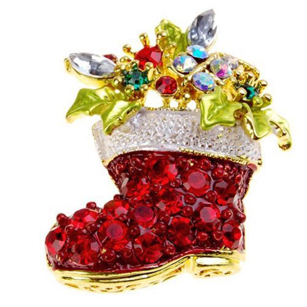 Christmas Ruby Boots Brooch - European & American Fashion Bestseller Lapel Pin Gift