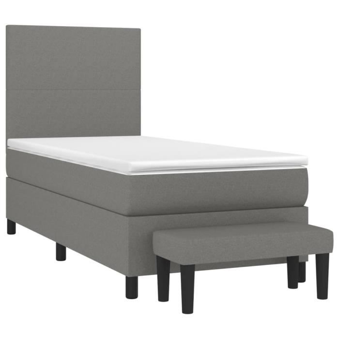 VidaXL Lit à sommier tapissier avec matelas Gris foncé 80x200 cm Tissu - Modèle 3136390